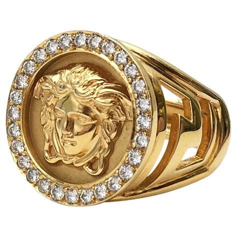 versace 18k gold ring|medusa 18k gold ring.